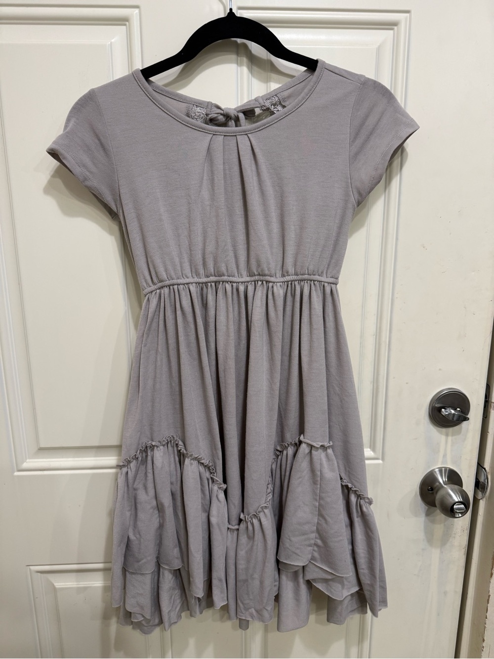 Joyfolie Adrianna Dress in Light Grey w/Ruffled Hem - Picture 3 of 7